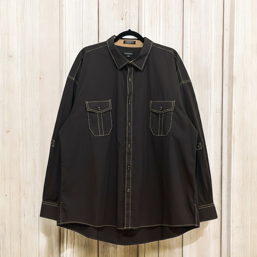 Damante Men’s Black Button Shirt Contrast Stitching 3X